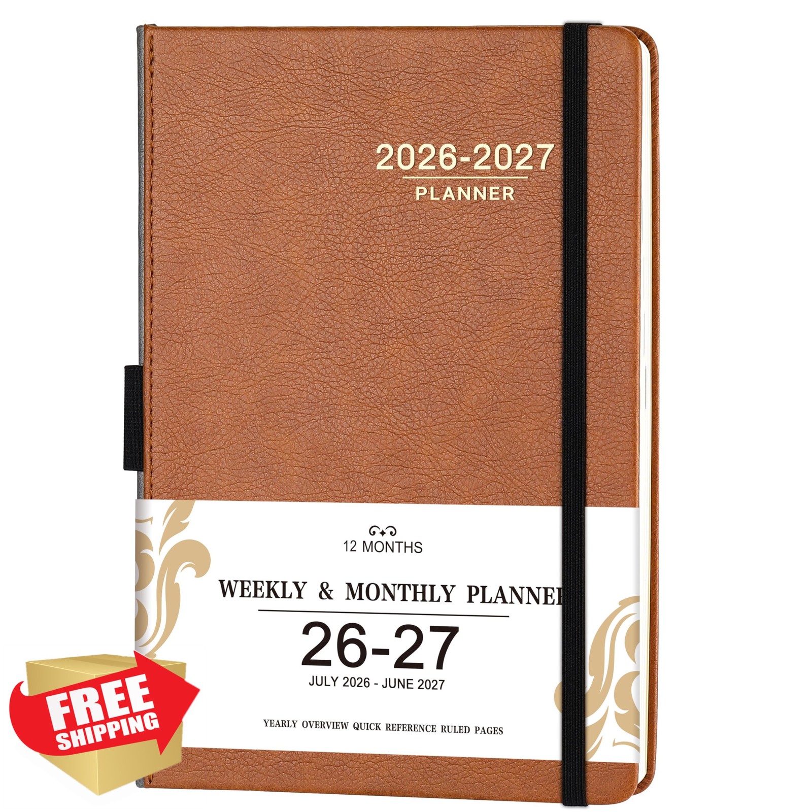 Lemome 2026-2027 Planner Brown Leather Academic Bookmarks Lemome 2026-2027 Planner Brown Leather Academic Bookmarks