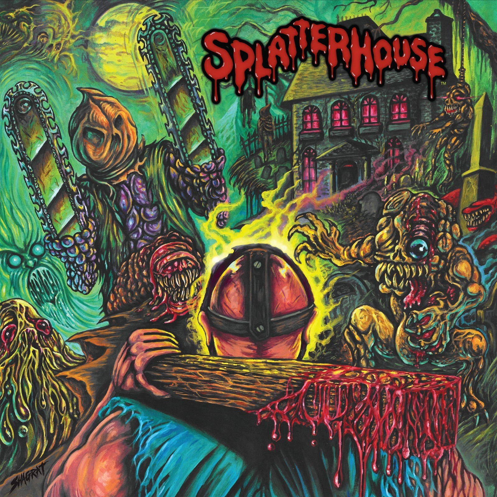 SPLATTERHOUSE Soundtrack NEON GREEN VINYL LP - Sealed with Halloween Decoration SPLATTERHOUSE Soundtrack NEON GREEN VINYL LP - Sealed with Halloween Decoration