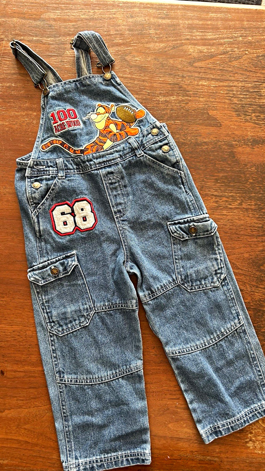 Vintage Disney Winnie the Pooh Tigger Denim Overalls One Piece 4T Football Vintage Disney Winnie the Pooh Tigger Denim Overalls One Piece 4T Football