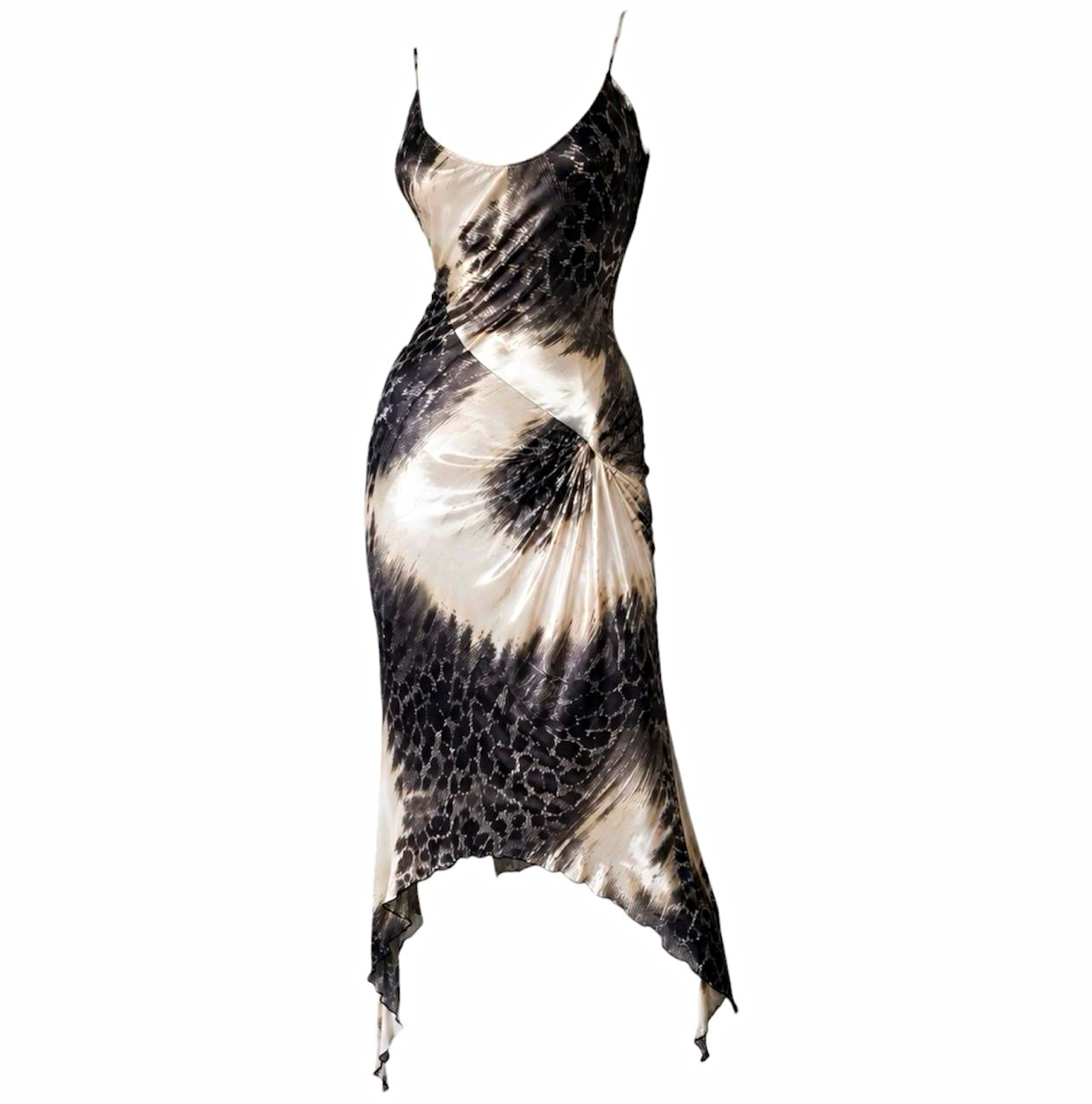 Vintage Class Roberto Cavalli Y2K Feather Print Asymmetric Dress IT 46 Vintage Class Roberto Cavalli Y2K Feather Print Asymmetric Dress IT 46
