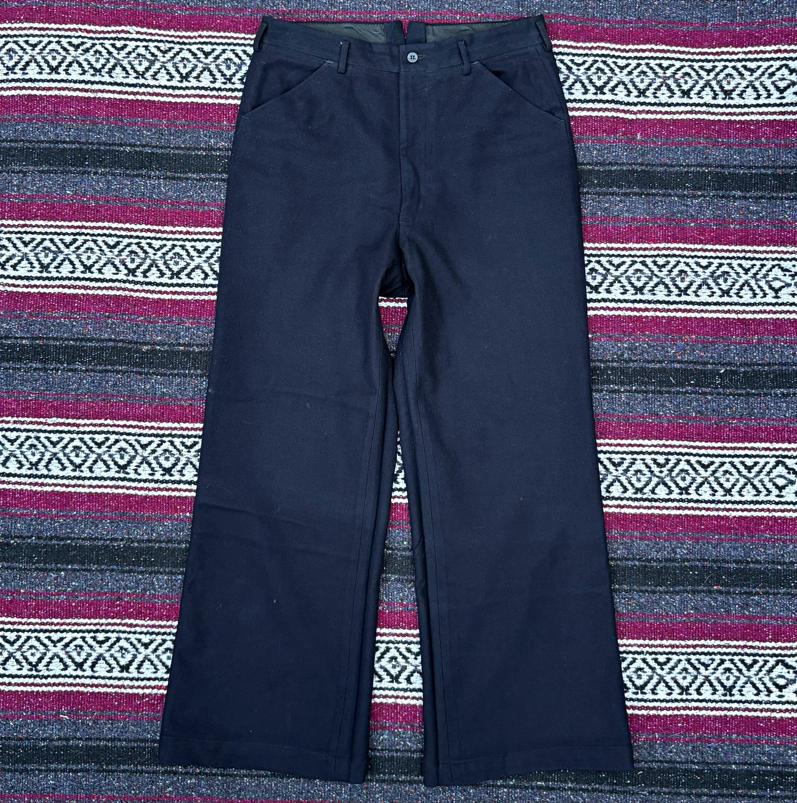 vintage 1940s 50s us navy wool officer trousers sailor straight wide leg 30x32