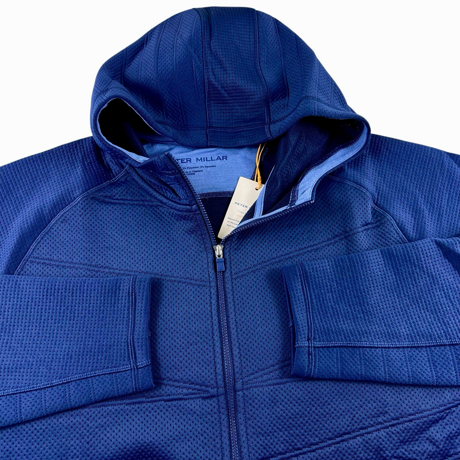 Peter Millar Orion Performance Quilted Full Zip Hoodie Jacket Navy Blue $270 2XL Peter Millar Orion Performance Quilted Full Zip Hoodie Jacket Navy Blue $270 2XL