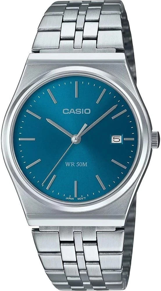Casio MTP-B145D-2A2 Ice Blue Dial Stainless Steel Men's Watch – Brand New