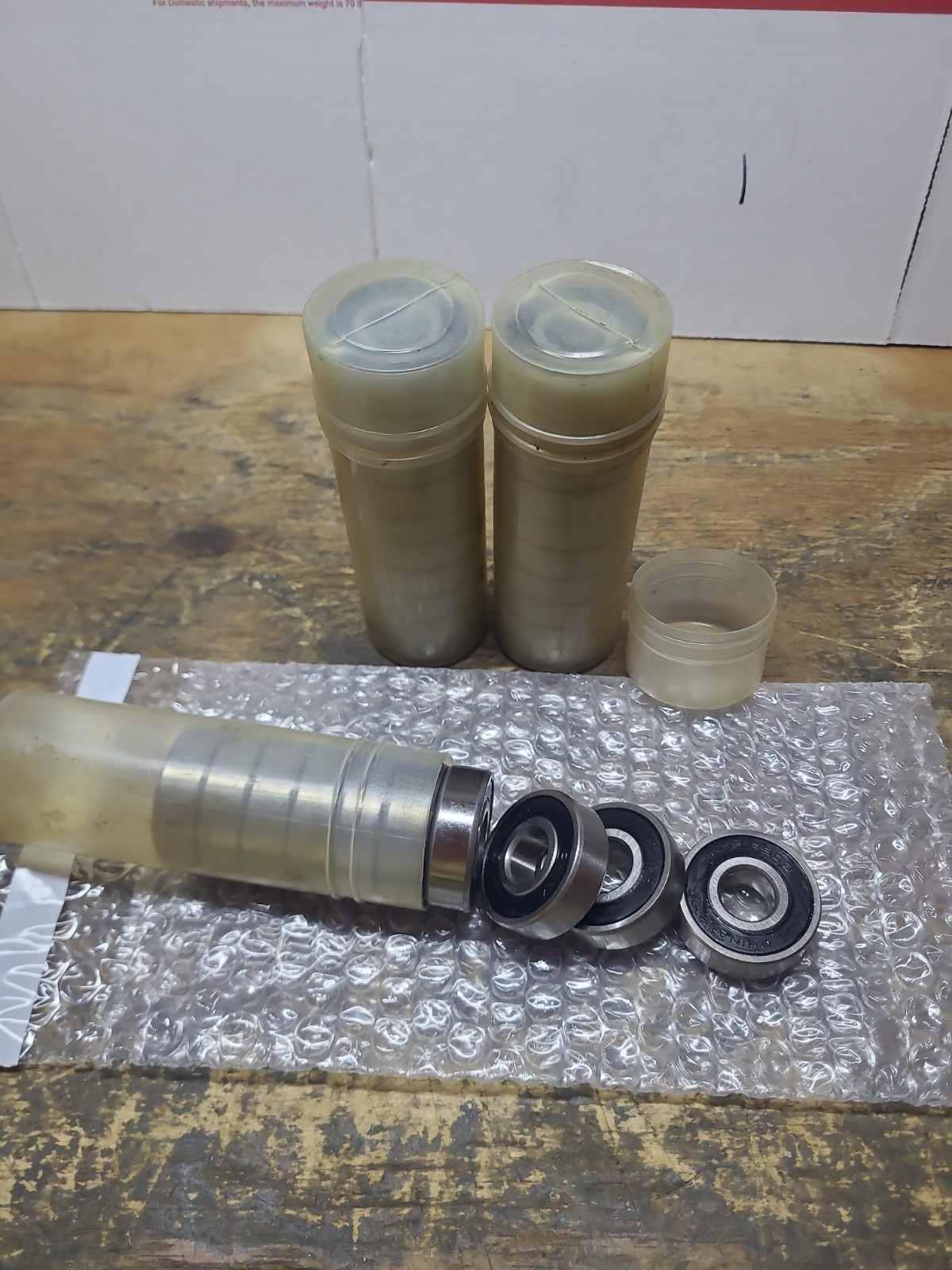 (30 PCS.) NEW..6201 RS C3 ..BEARINGS...NEW IN TUBES...LOT OF 30 BEARINGS.... (30 PCS.) NEW..6201 RS C3 ..BEARINGS...NEW IN TUBES...LOT OF 30 BEARINGS....
