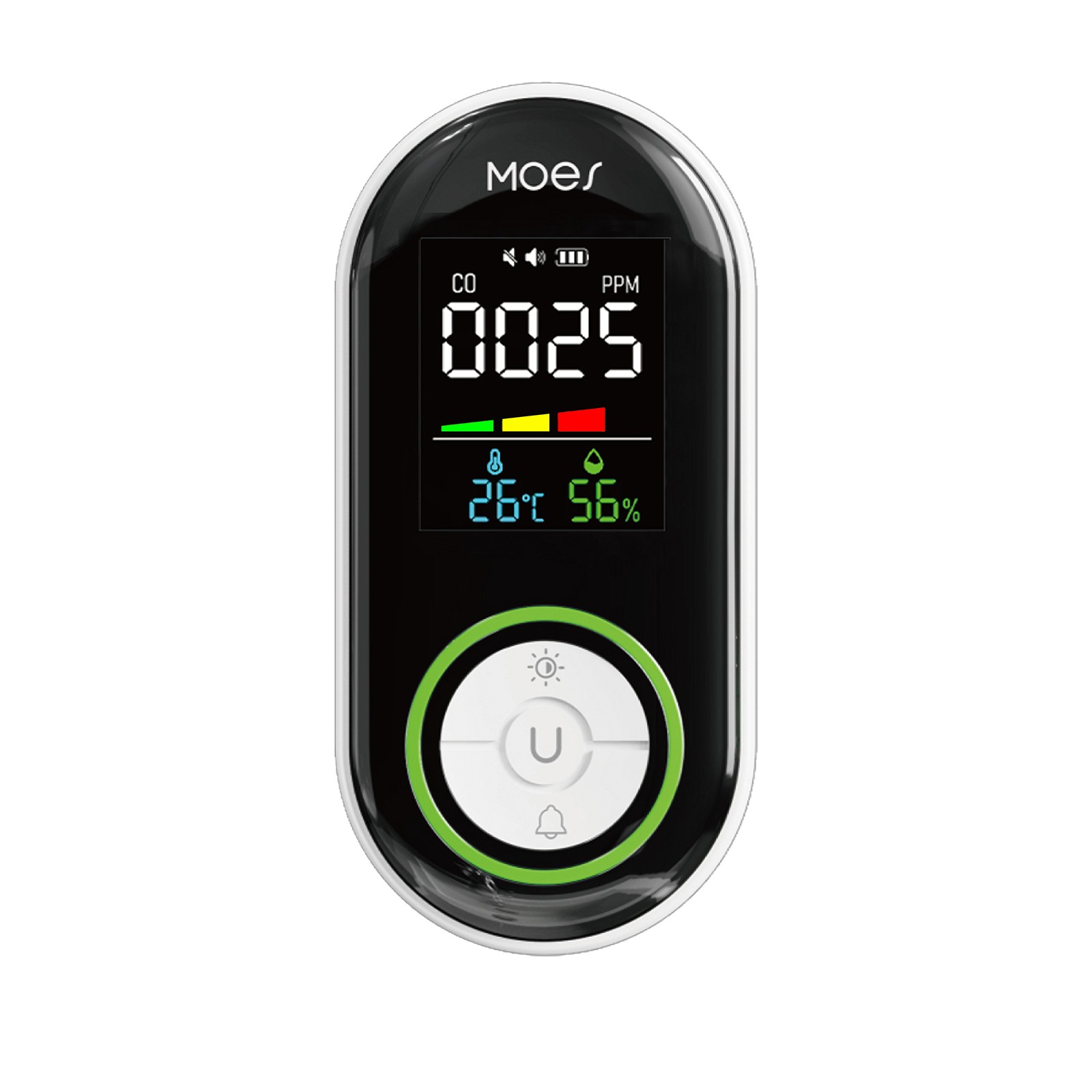 MOES Plug-in Carbon Monoxide Detector LED 3-in-1 CO/Temp/RH Alarm Battery Backup