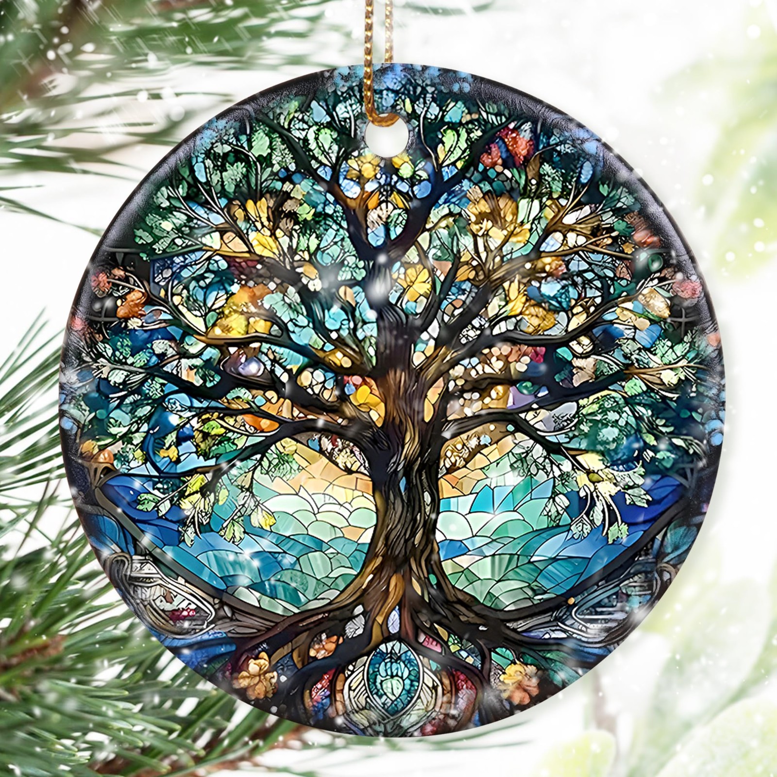 Colorful Ceramic Tree of Life Christmas Ornament - Holiday Decor & Gift Ideas
