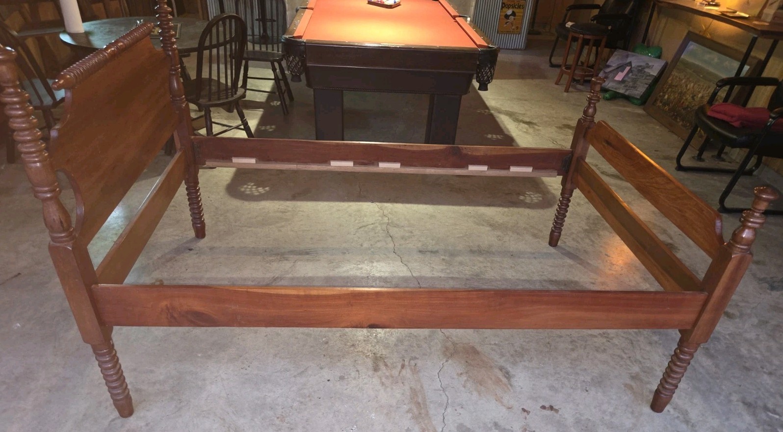 Antique Cherry Spool Four-Poster Full Bed | Solid Cherry Wood | Original Rails |