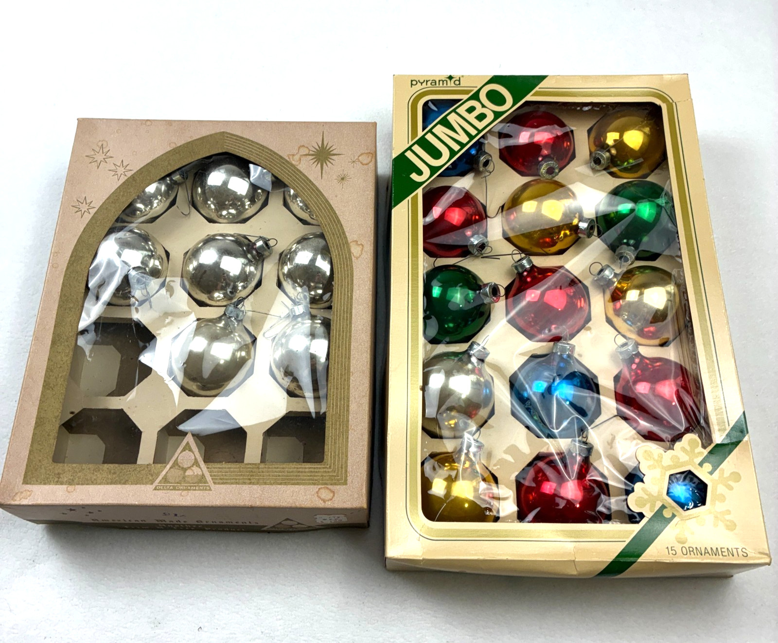 VTG 2 Boxes Of 23 Mercury Glass Christmas Ornaments 2’’ 60s-70s Multicolor VTG 2 Boxes Of 23 Mercury Glass Christmas Ornaments 2’’ 60s-70s Multicolor