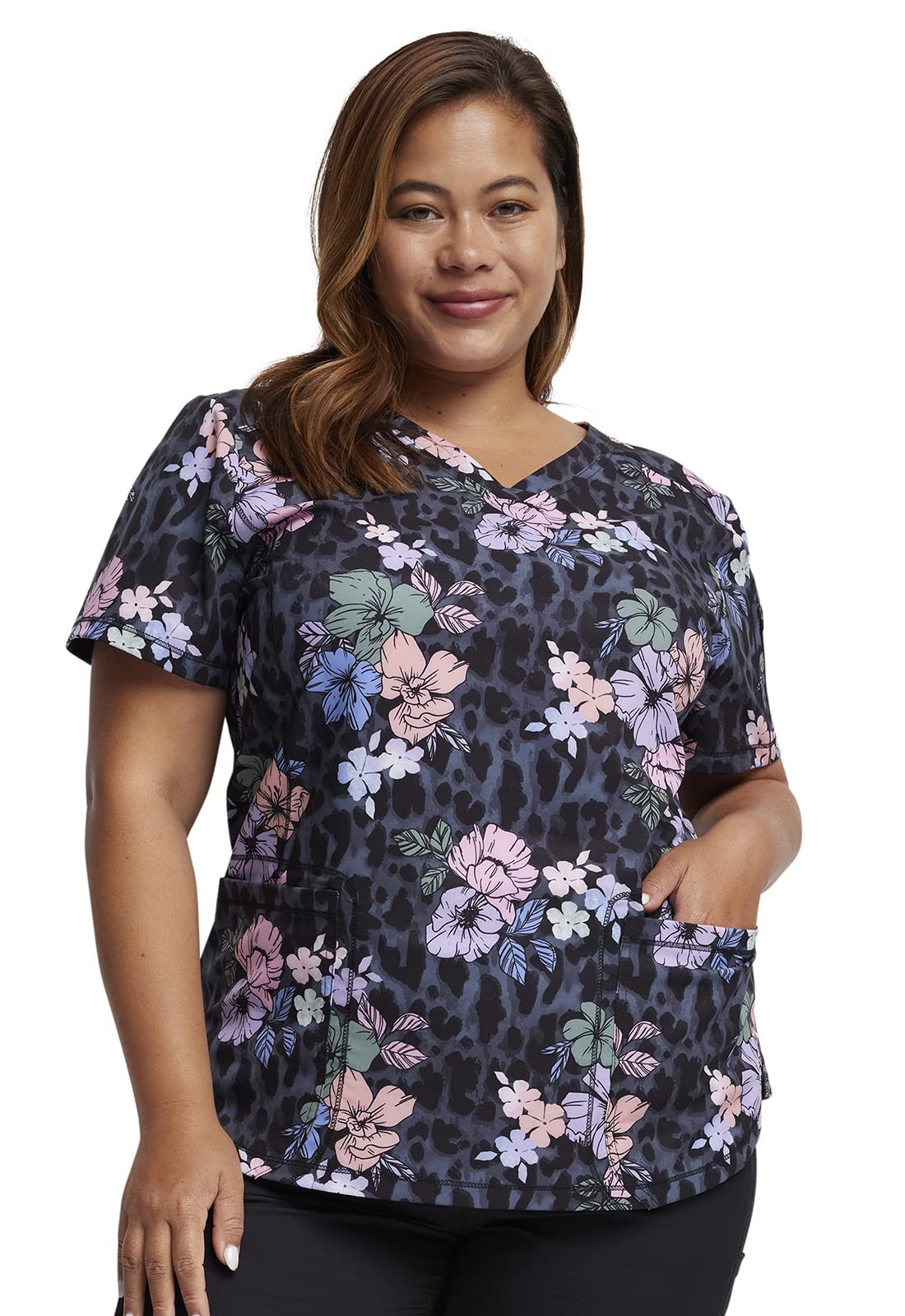 Dickies Dynamix Women Scrubs Top V-Neck Print DK731, Size:XL, Wild Tropic Dickies Dynamix Women Scrubs Top V-Neck Print DK731, Size:XL, Wild Tropic