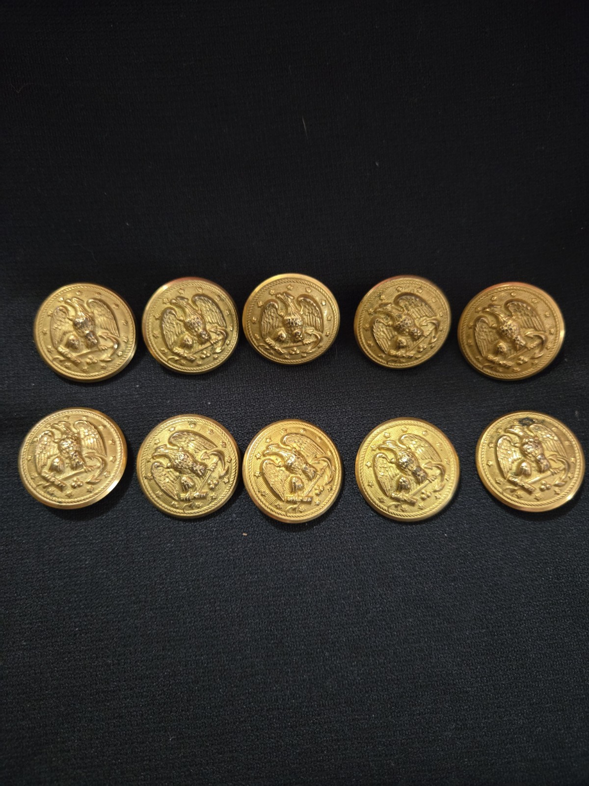 LOT 10 WW11 US NAVY Antique Button Brass Gold Plated Vanguard Corp. New York