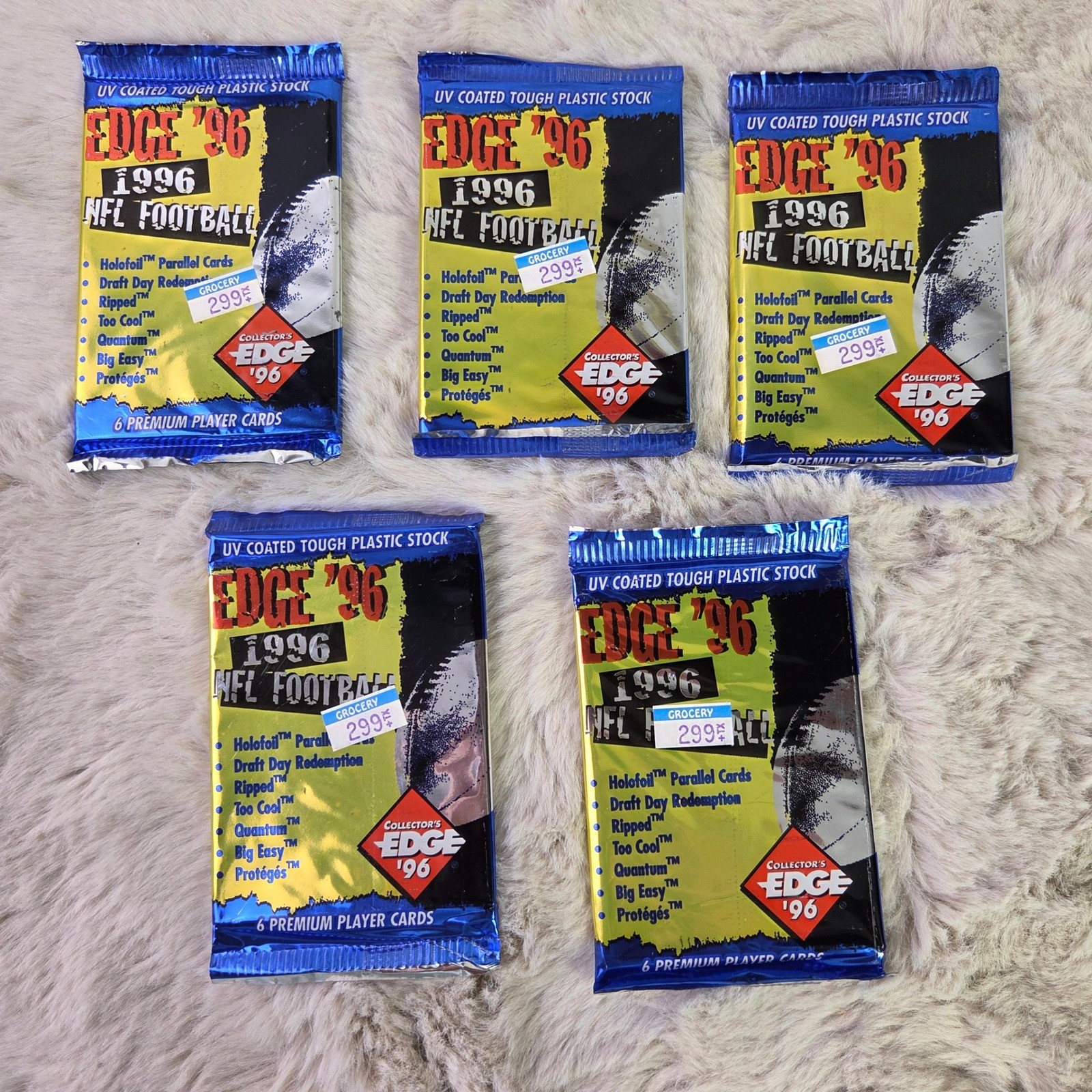 Lot of 5 1996 Collector\'s Edge \'96 NFL Football Sealed Packs 6 Cards Per Pack Lot of 5 1996 Collector\'s Edge \'96 NFL Football Sealed Packs 6 Cards Per Pack