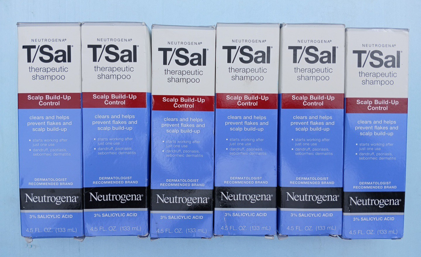 Lot 6 Neutrogena T/Sal Therapeutic Shampoo - Scalp Build Up Control - 4.5oz x 6 Lot 6 Neutrogena T/Sal Therapeutic Shampoo - Scalp Build Up Control - 4.5oz x 6