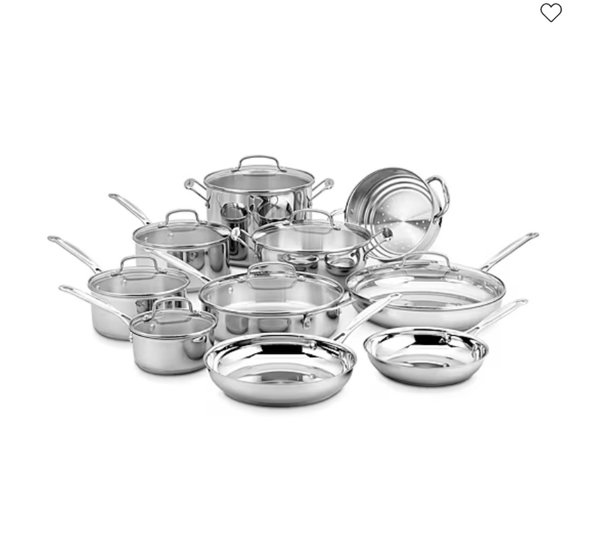 Cuisinart Chef's 17pc Stainless Steel Cookware Set Pots Pans 77-17N
