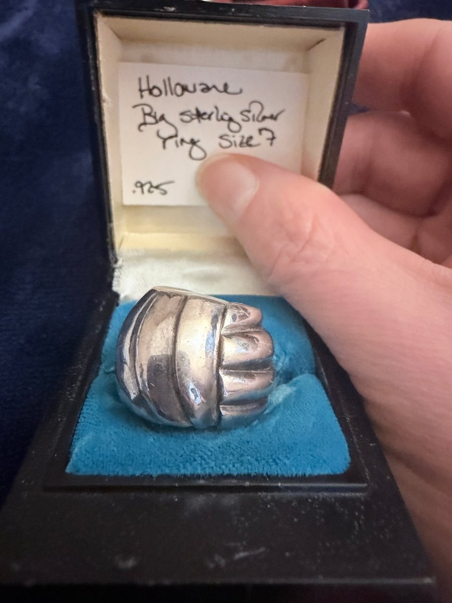 Vintage Sterling Silver 925 Modernist Hollowware Sculptural Dome Ring Size 7