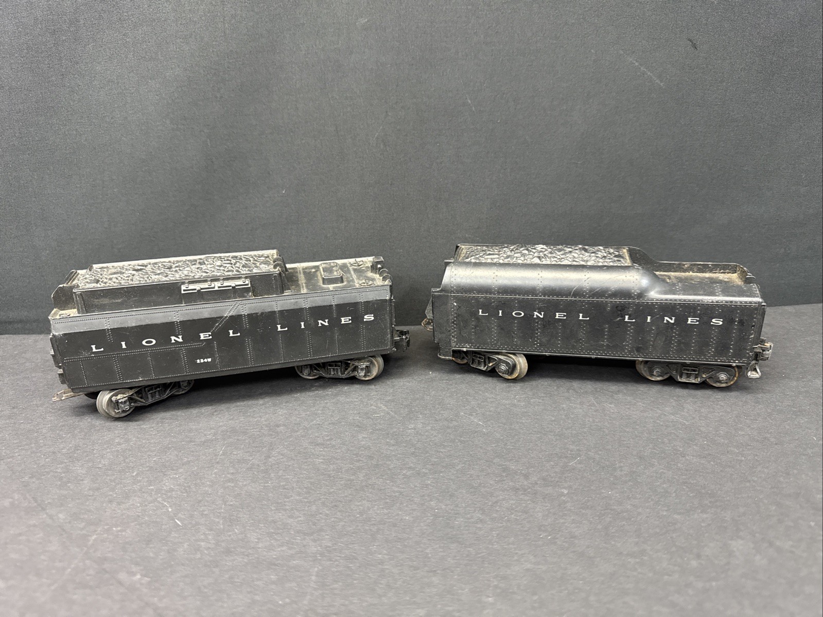 2 Vintage Lionel Lines Train Tenders 234W O Gauge Parts Repair Untested, *1