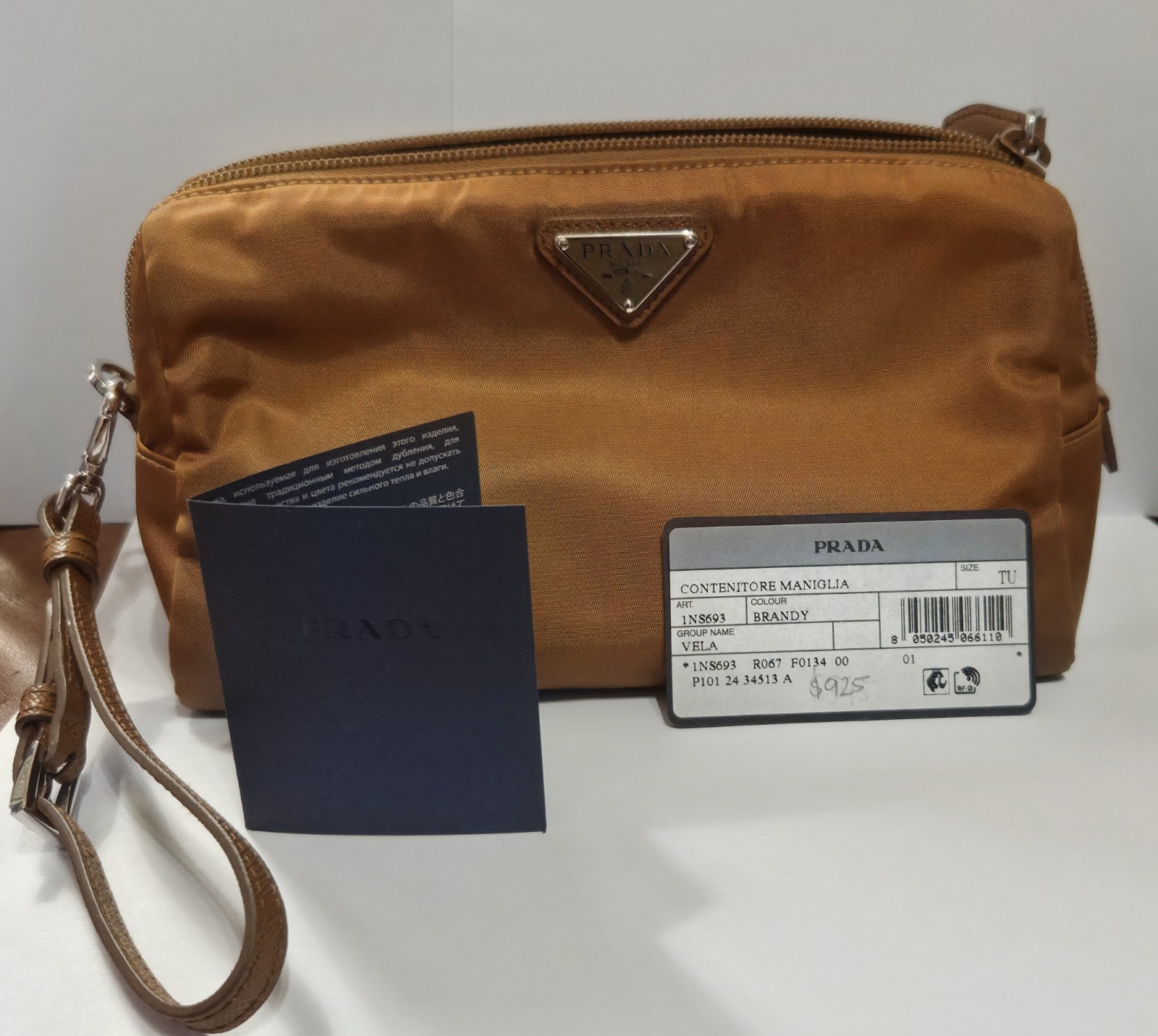 Authentic Prada Vela Re-Nylon Medium Pouch - Brandy (1NS693) w/ Tag