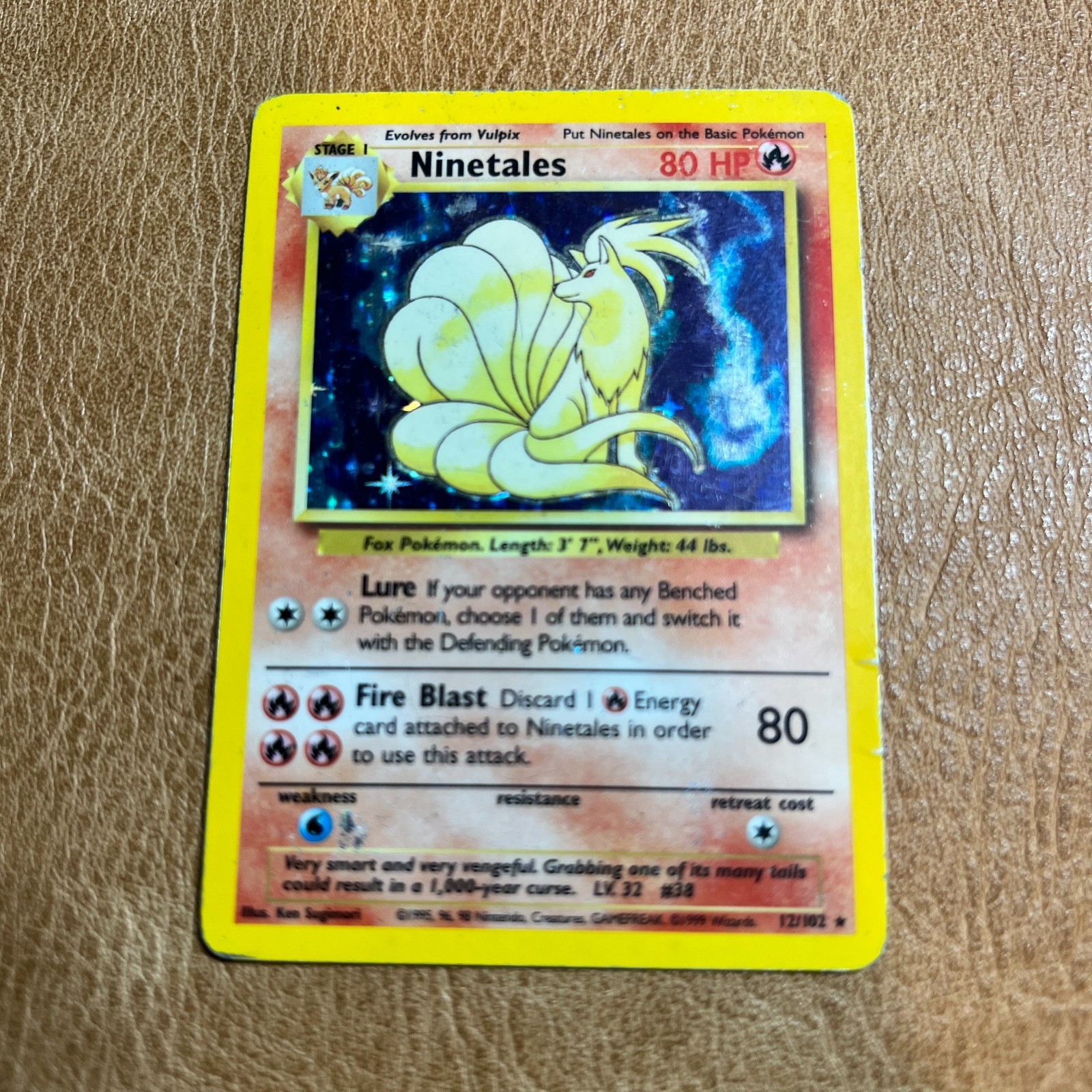 Pokemon Ninetales 12/102 Holo Rare Unlimited Base Set WOTC 1999 TCG