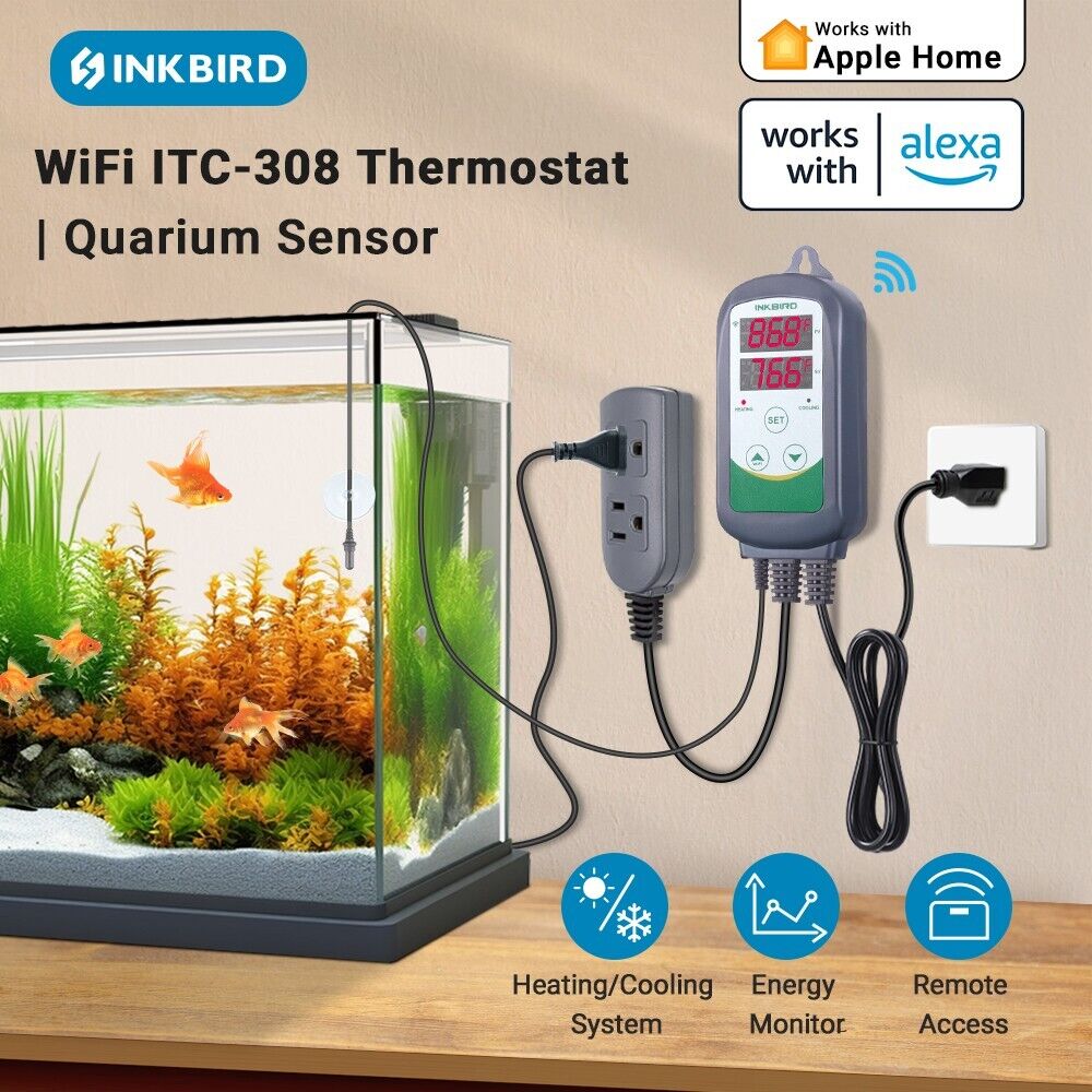 INKBIRD Temperature Controller WiFi ITC-308 Aquarium Fish Tanks Heating Cooling
