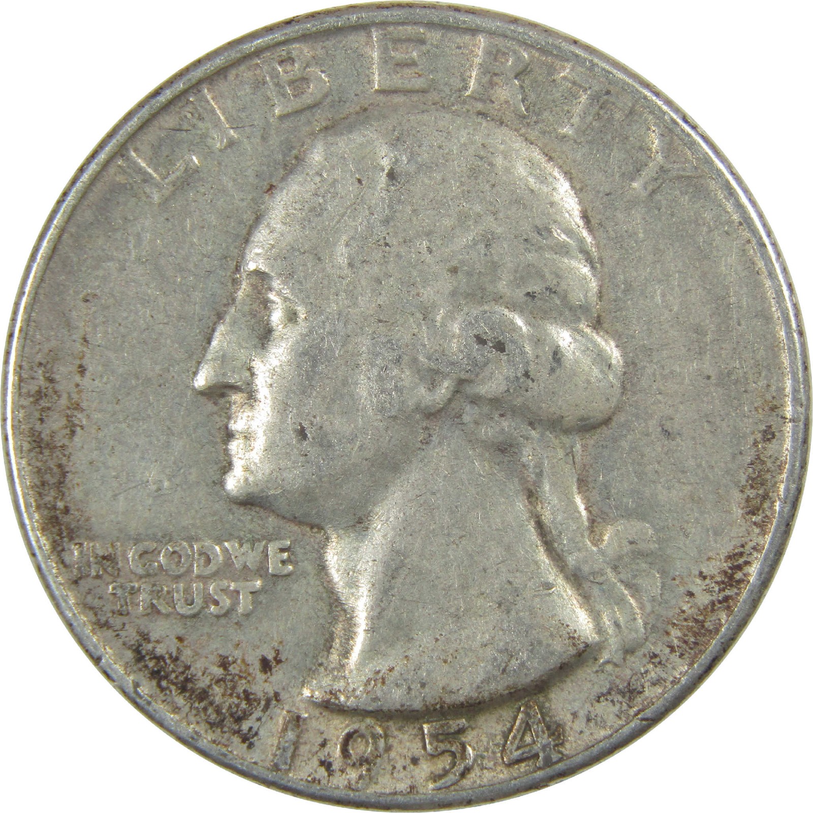 1954 S Washington Silver Quarter Circulated 25c Coin Collectible 1954 S Washington Silver Quarter Circulated 25c Coin Collectible