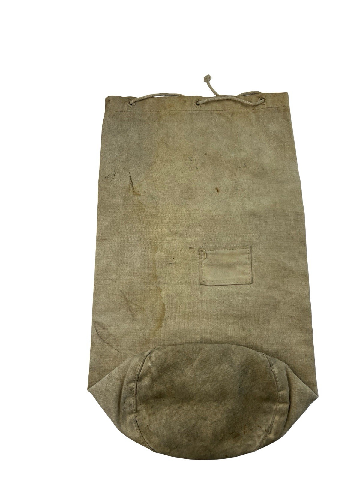 Vintage Distressed Off White Canvas Duffle Bag Military