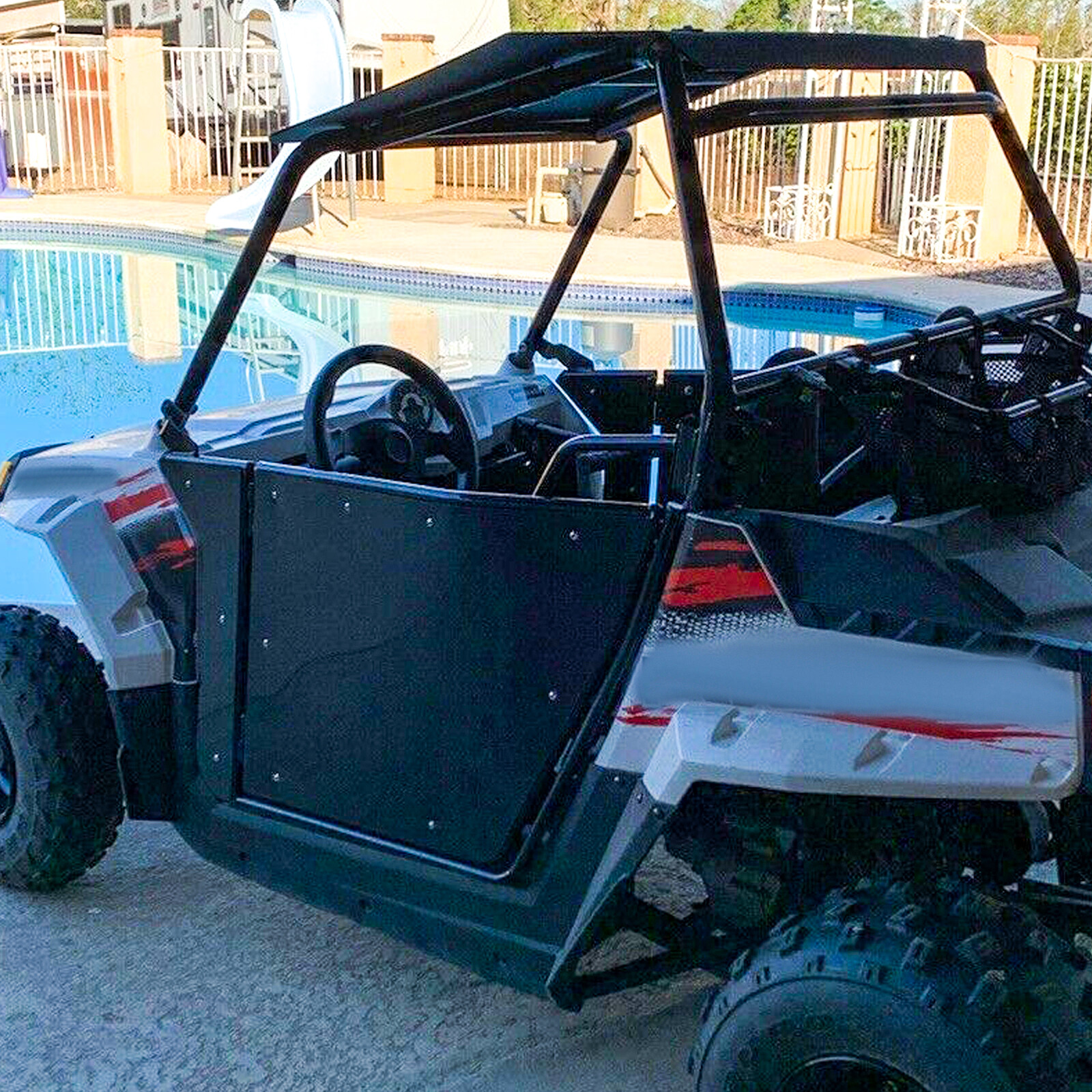 For ​2009-2022 Polaris RZR 170 Aluminum Opening Doors + Heavy Duty Roof Black