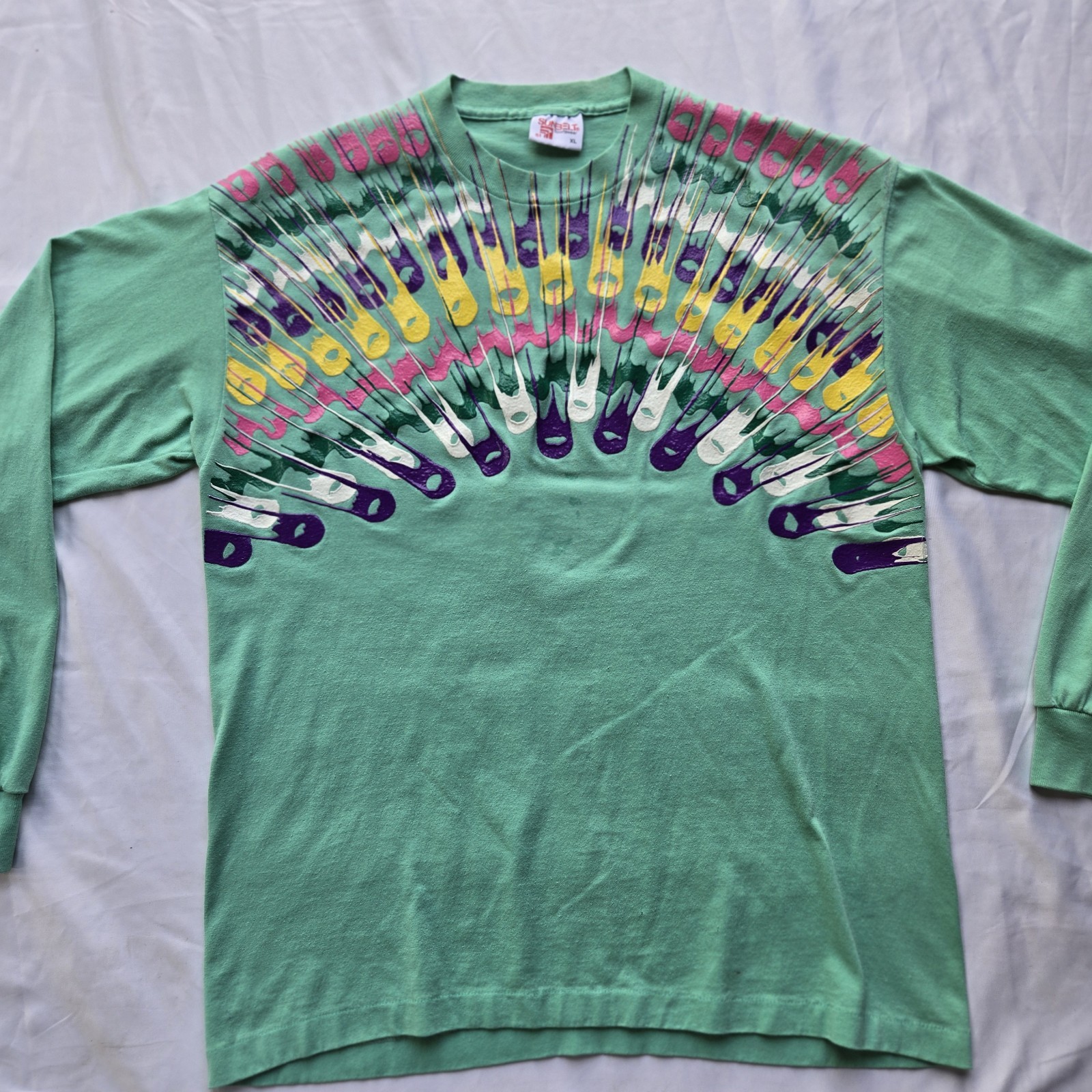 VTG 80s Retro RARE Sunbelt Sportswear Paint Splatter Long Sleeve XL