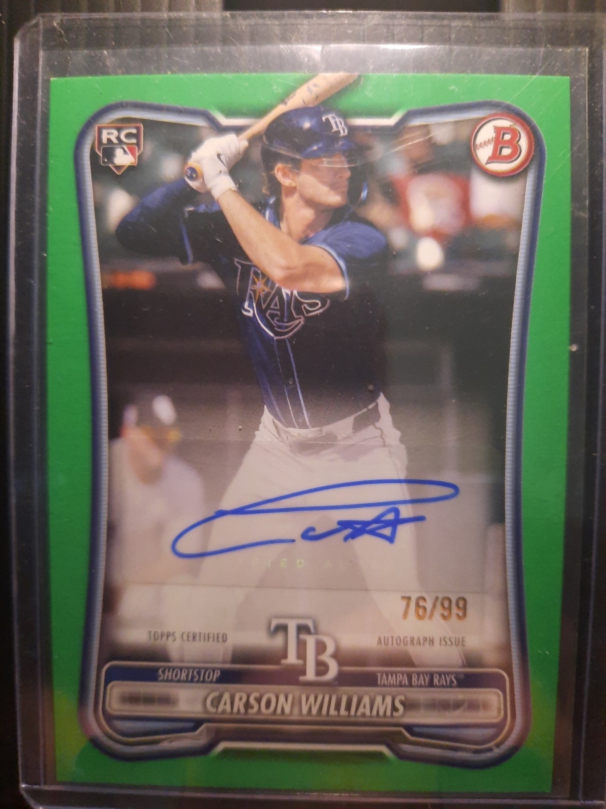 2026 Bowman Baseball - Carson Williams #PRV-CW Green Autograph /99 Rays Ah
