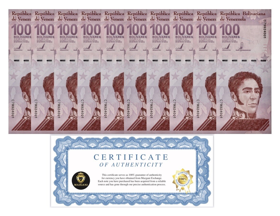VENEZUELA 100 DIGITALES qty 10 2021 Cir 100 million bolivar USA