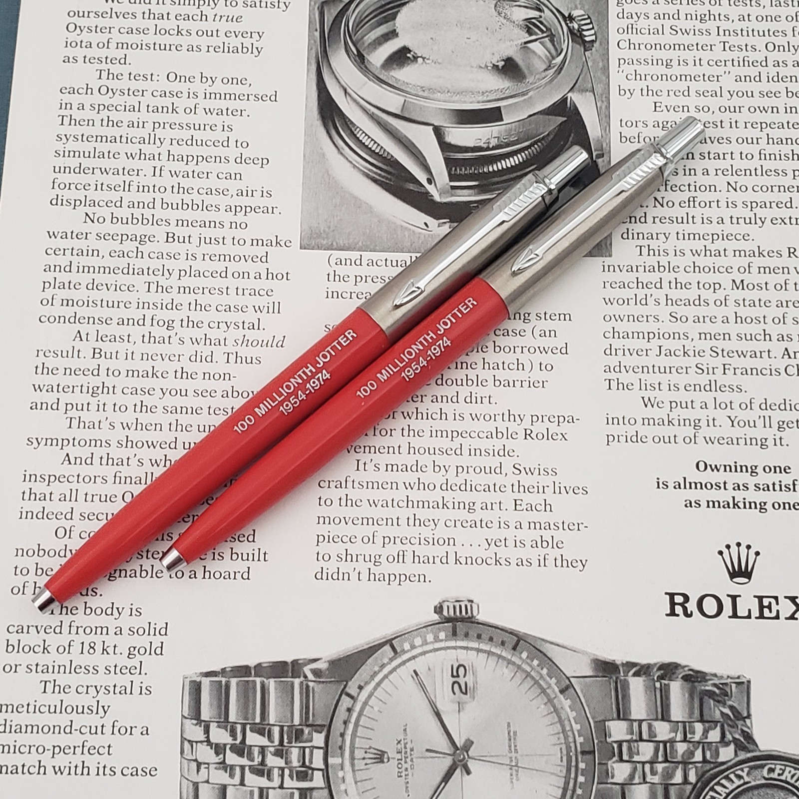 1974 Vintage Parker 100 Million Jotter Ballpoint Pen 1954-1974 Two pens included 1974 Vintage Parker 100 Million Jotter Ballpoint Pen 1954-1974 Two pens included