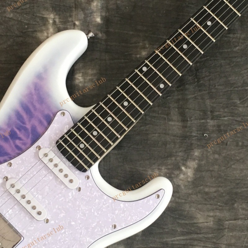 Clearance Solid Body Electric Guitar Quilted Maple Top Maple Neck Purple Burst