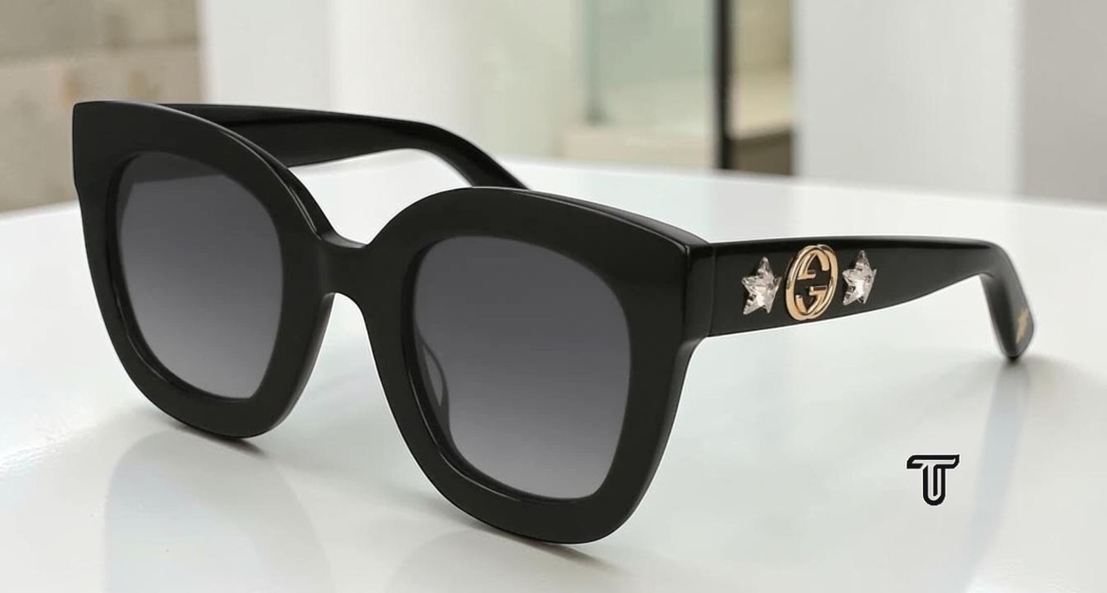 GUCCI GG0208S 001 Round Oval Black Grey 49 mm Women\'s Sunglasses