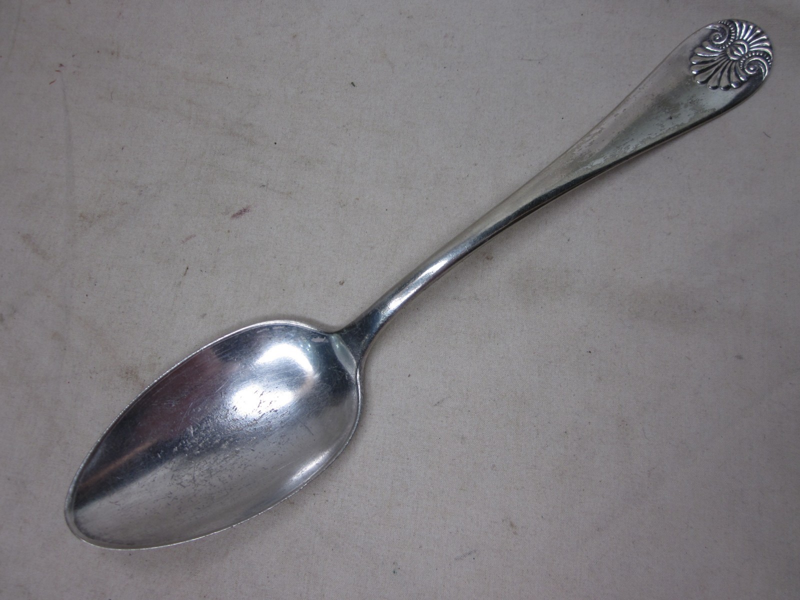 1 antique 800 silver R.F. POLACK tablepoon large spoon dining scallop detail