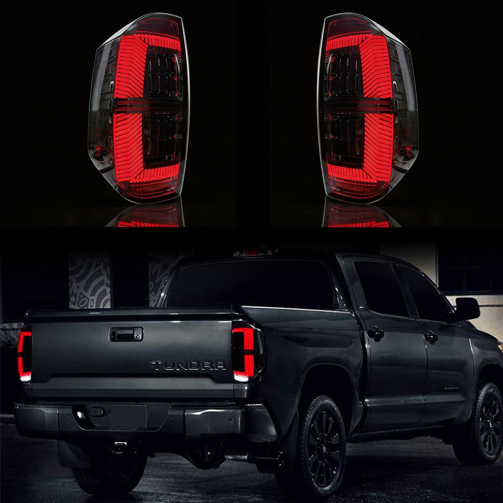 LED SMOKED Sequential Tail Lights For Toyota Tundra 2014-2021 Rear Lamps LH+RH