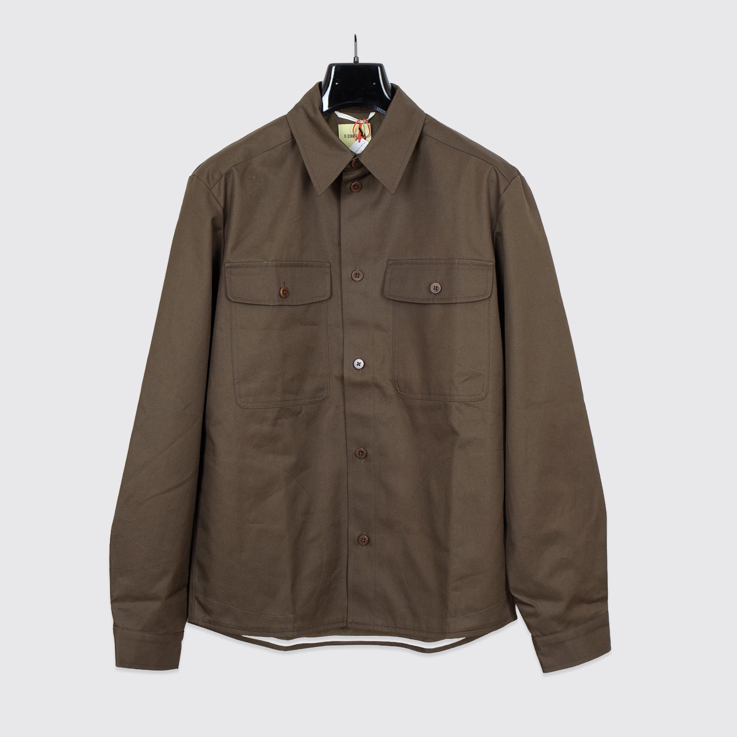 De Bonne Facture Clothing Dark Olive Organic Cotton Water Repellent Shirt Jacket