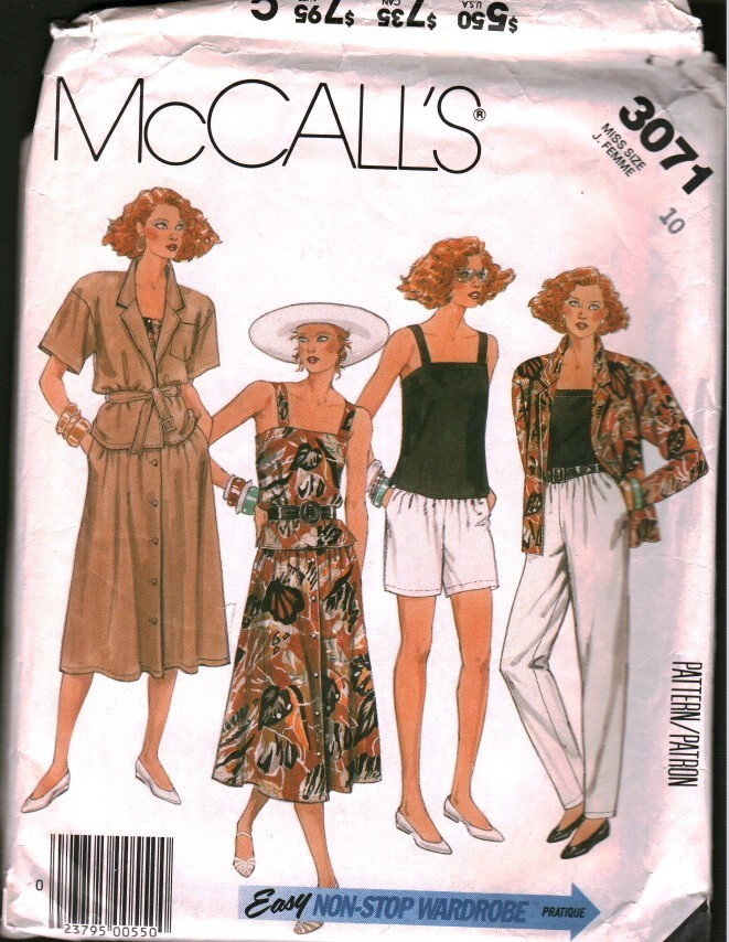 3071 Vintage McCalls SEWING Pattern Misses 1980s Jacket Camisole Skirt Pants 10