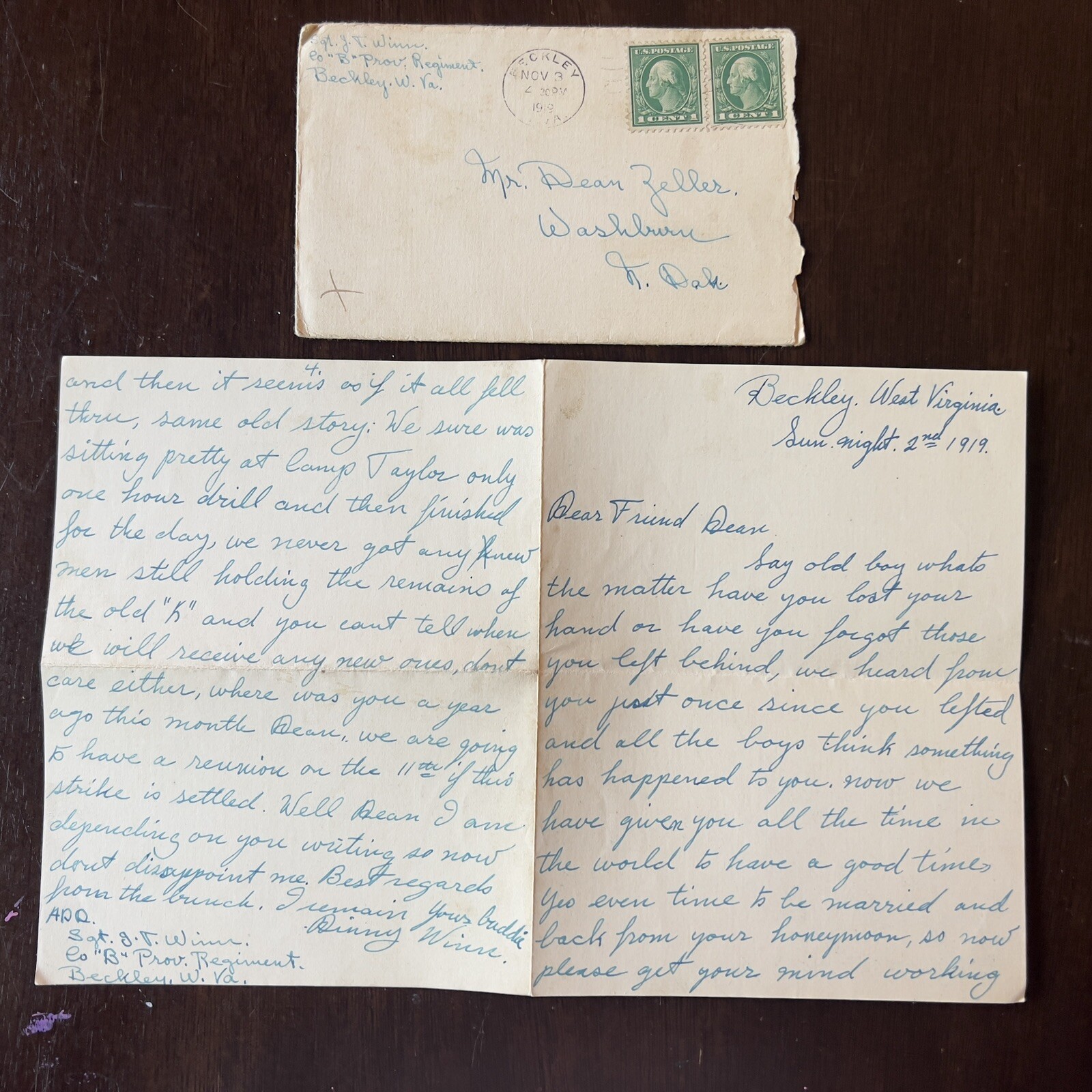 1919 W. VIRGINIA WWI COVER & LETTER 77th OR FIRST DIVISION K BATTERY CAMP TAYLOR 1919 W. VIRGINIA WWI COVER & LETTER 77th OR FIRST DIVISION K BATTERY CAMP TAYLOR
