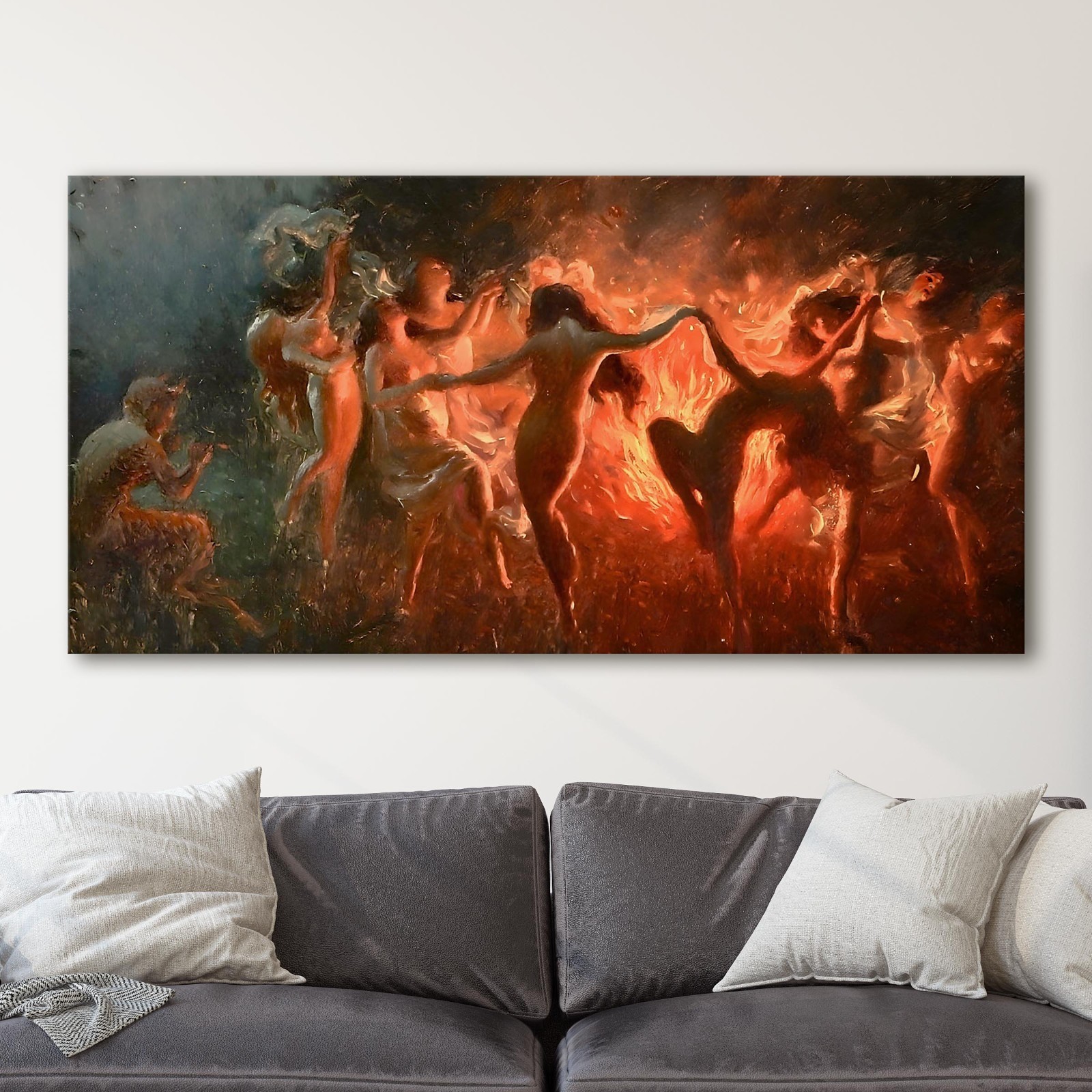 Nymphs Dancing to Pan’s Flute, Joseph Tomanek Canvas Wall Art Print