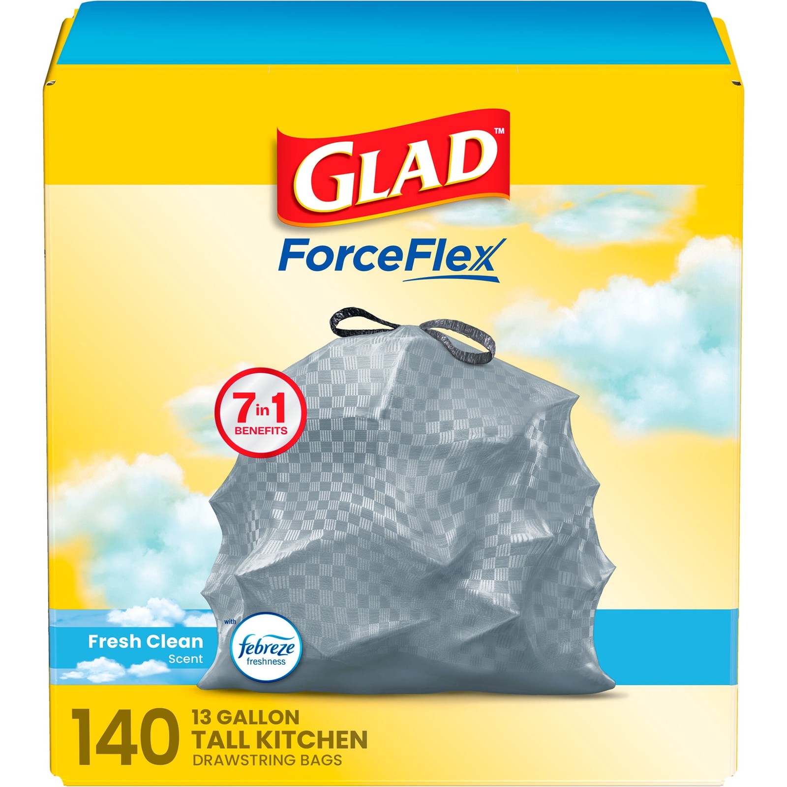 Glad ForceFlex 13 Gal Febreze Fresh Trash Bags 140ct Glad ForceFlex 13 Gal Febreze Fresh Trash Bags 140ct