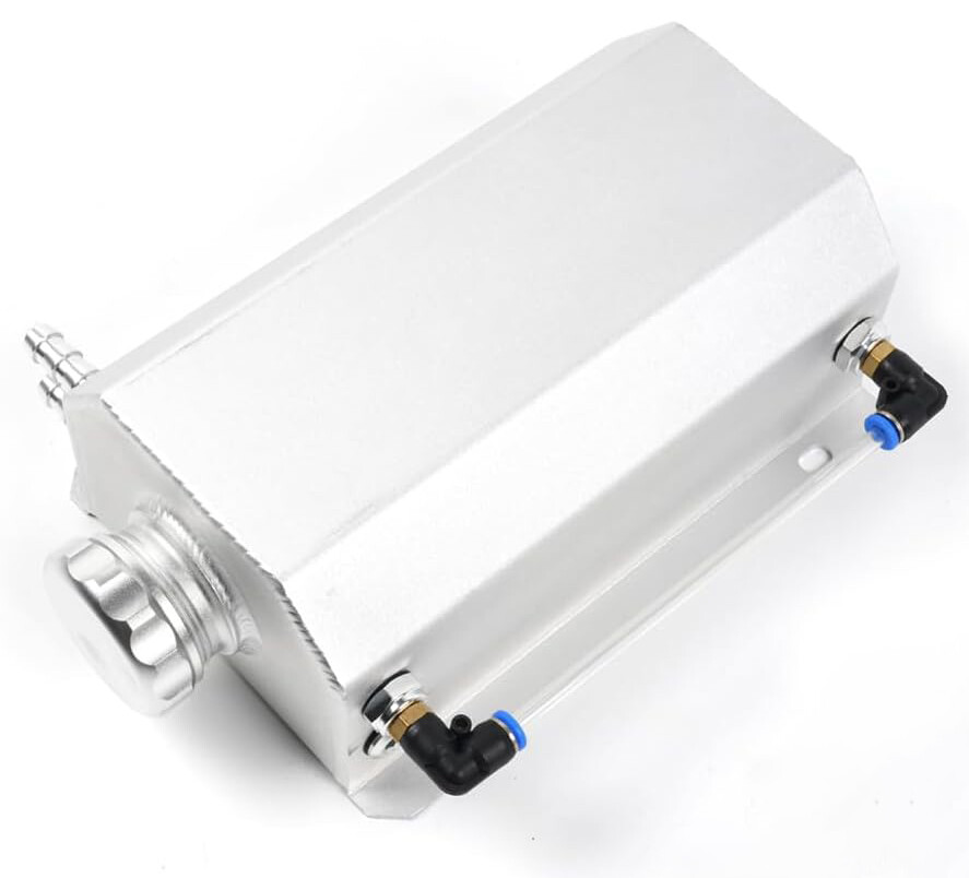 2L Polished Aluminum Coolant Radiator Overflow Reservoir Expansion Water Tank