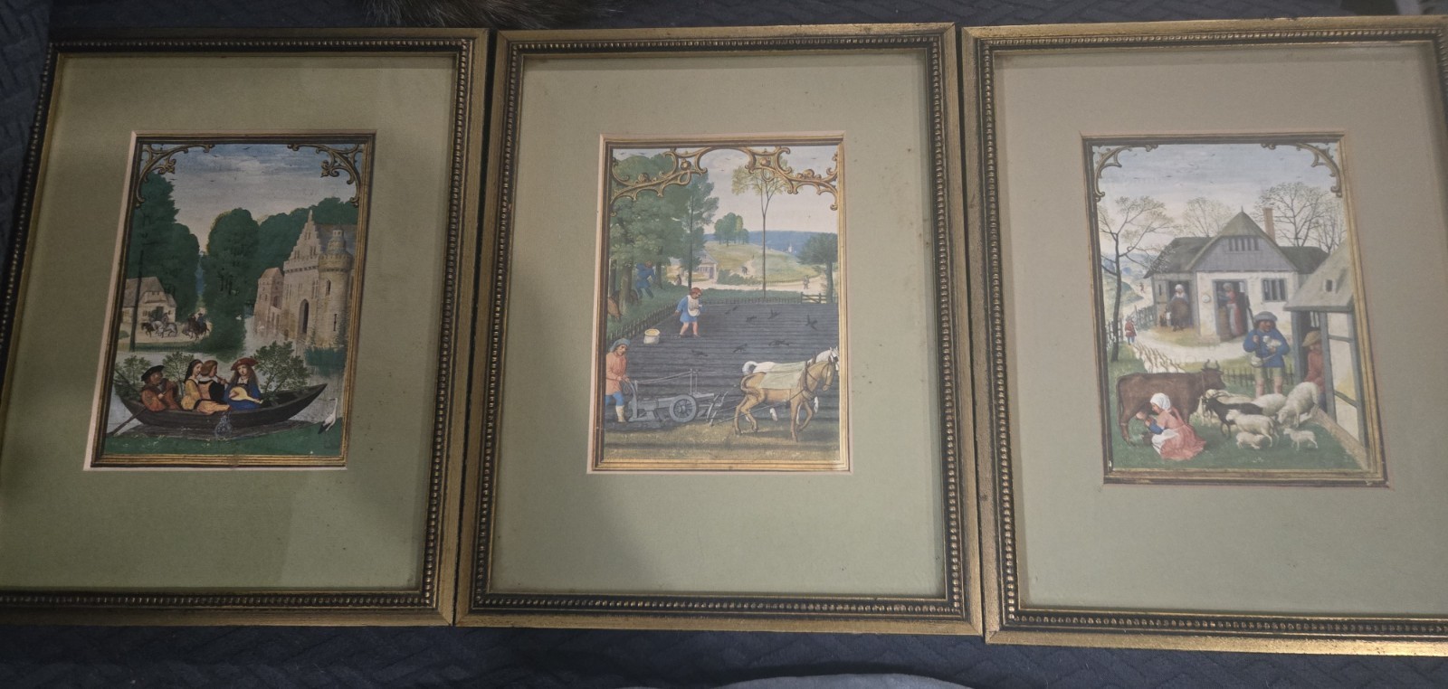 3 Medieval Chromolithograph Antique Art Prints Copies J. P MORGAN Library Framed 3 Medieval Chromolithograph Antique Art Prints Copies J. P MORGAN Library Framed