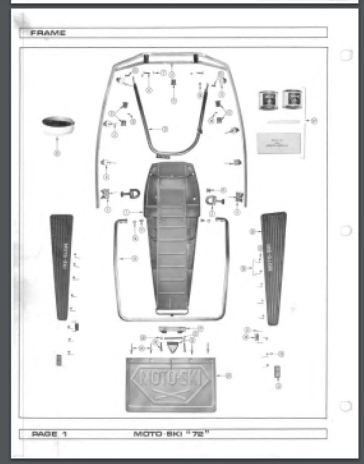 1972 Moto-Ski SNOWMOBILE Parts Manual Catalog book 40 pages 1972 Moto-Ski SNOWMOBILE Parts Manual Catalog book 40 pages