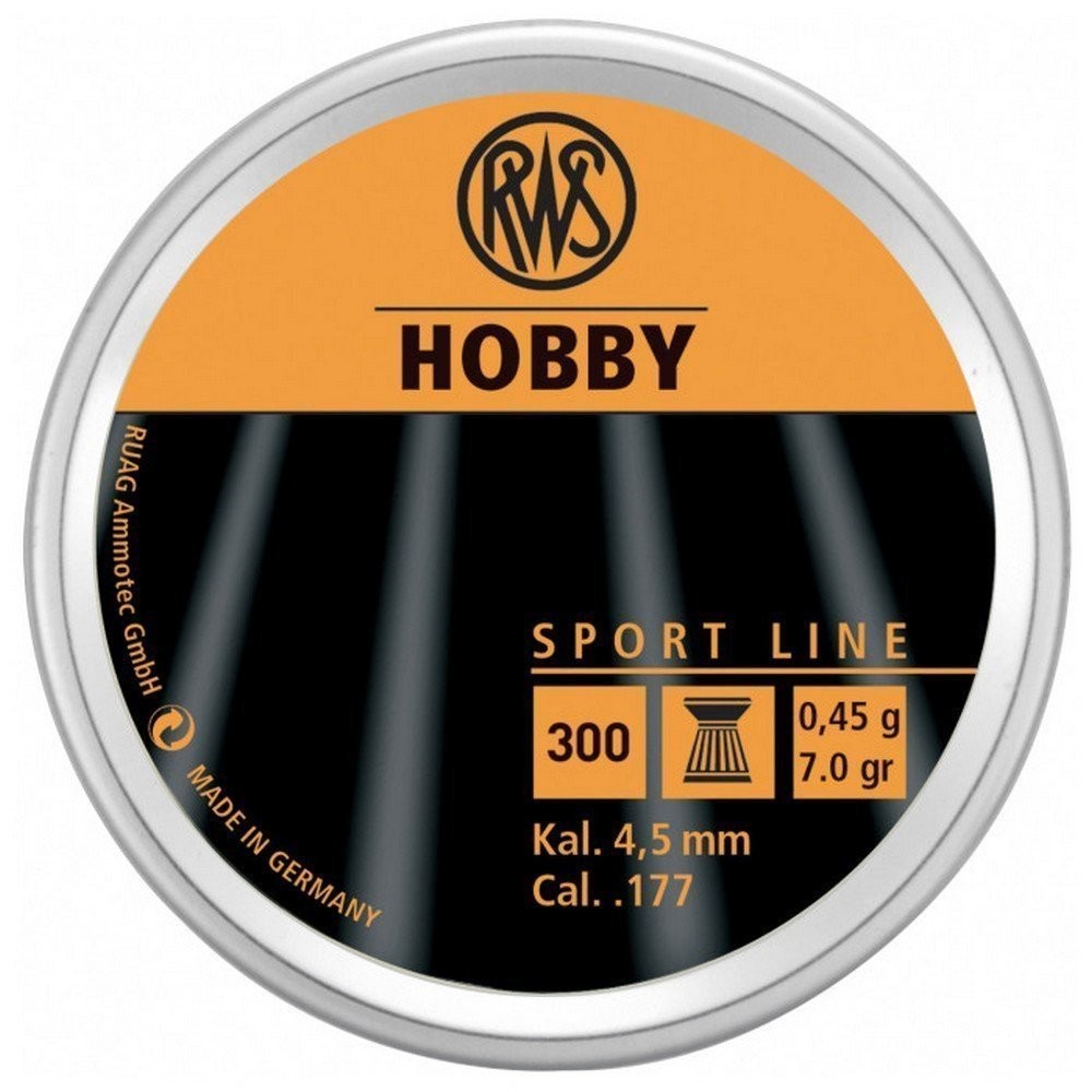 RWS Hobby Airgun Pellets Sport Line .177 Caliber 7.0 Grains 300 Count - 2317400