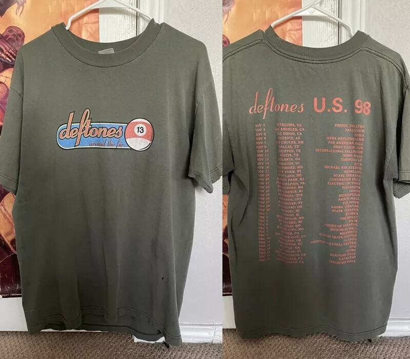98 Around the Fur Tour Deftones Short sleeve 2 Sided  Unisex T shirt S-5XL