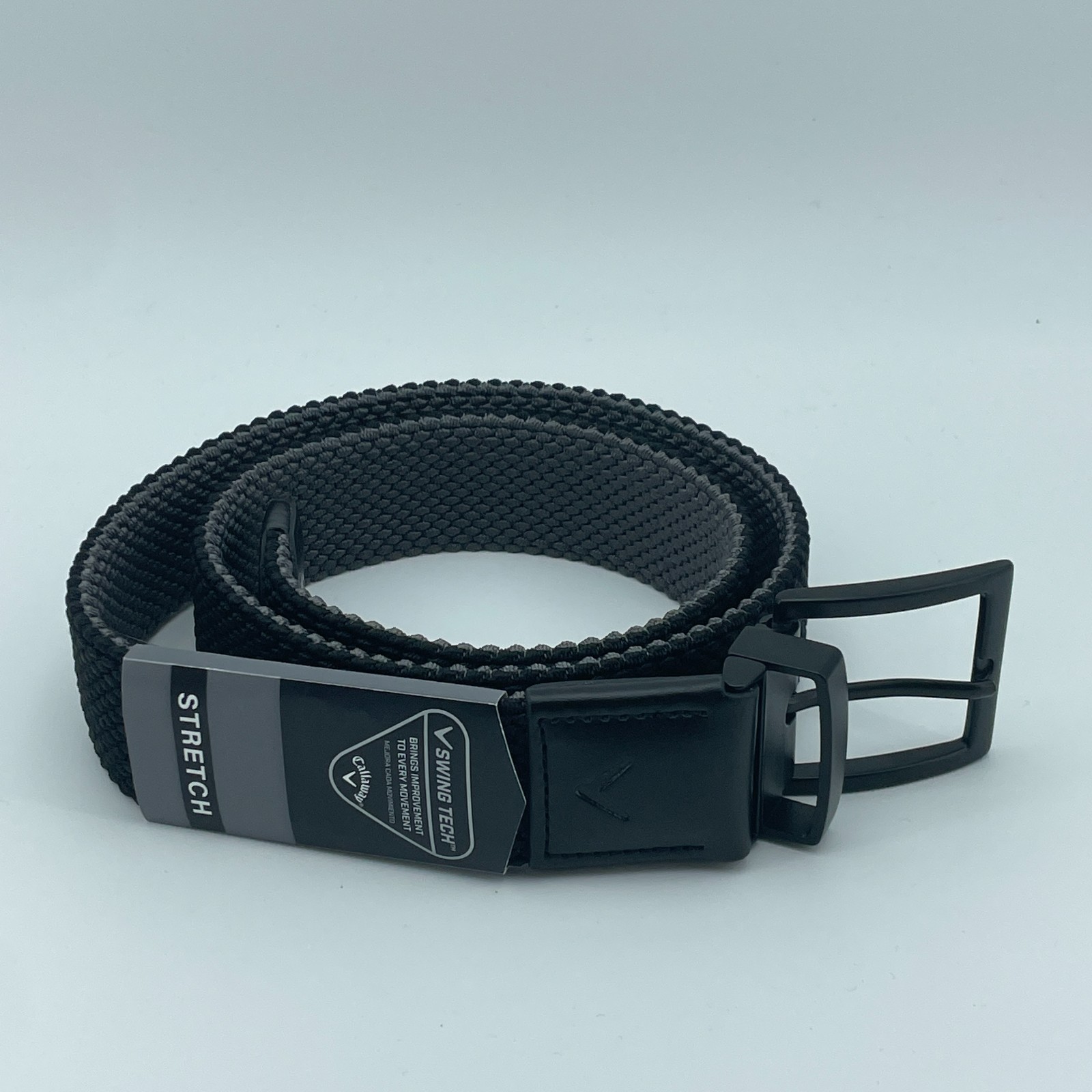 CALLAWAY Swing Tech Stretch Golf Belt Mens S 30 to 32 Black Gray NEW w/ Tags