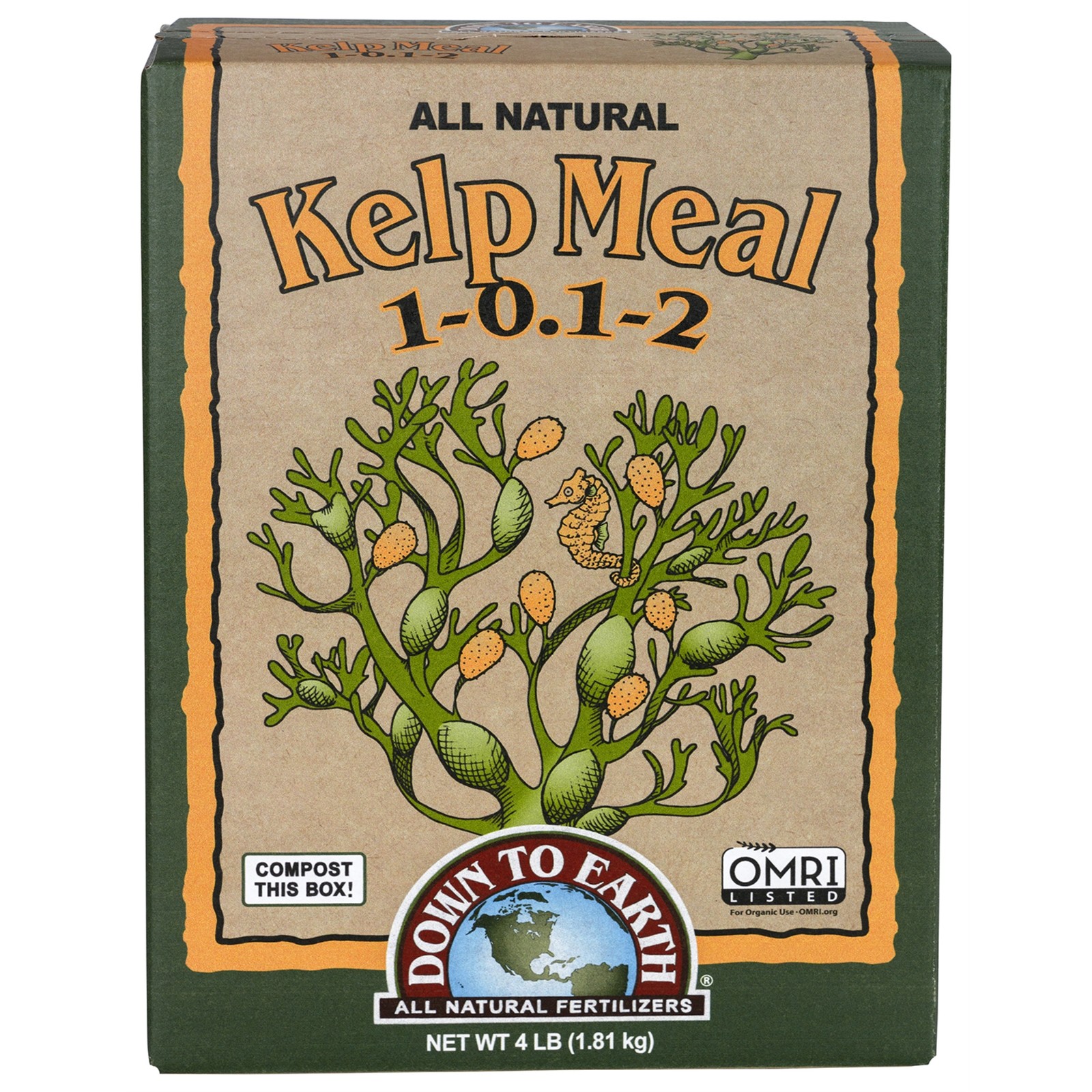 Down To Earth Organic Kelp Meal 1-0.1-2 All-Natural Fertilizer, 4 lbs Down To Earth Organic Kelp Meal 1-0.1-2 All-Natural Fertilizer, 4 lbs