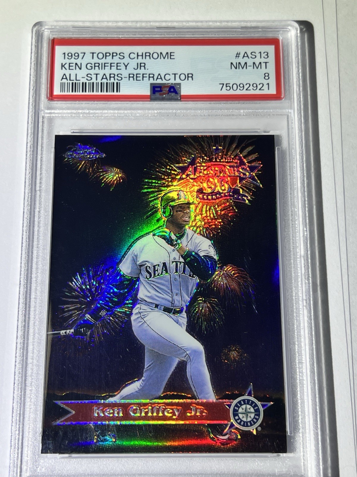 1997 Topps Chrome Ken Griffey Jr. All Stars Refractor #AS13 Mariners PSA 8