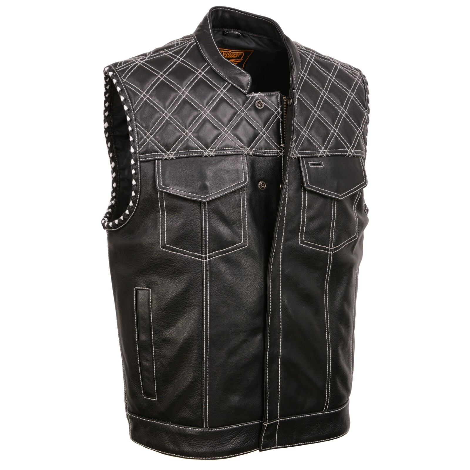 Milwaukee Leather MLM3525 Men’s Checkered Black/White Leather Vest Biker Clubs Milwaukee Leather MLM3525 Men’s Checkered Black/White Leather Vest Biker Clubs