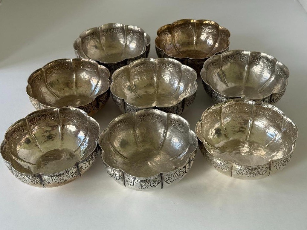 8 Mexican silver finger bowls by Lazcano from Sanborns (Mexico City)