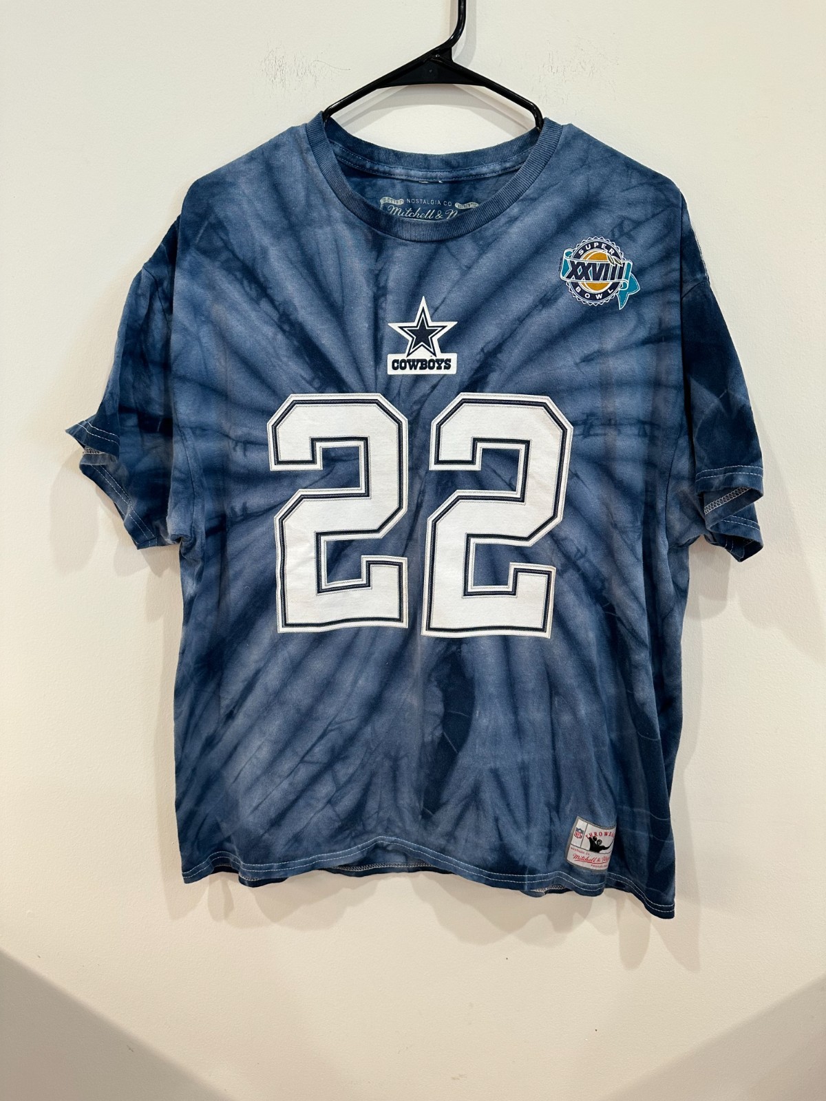 Men's XL Emmitt Smith Dallas Cowboys Tie-Dye Super Bowl XXVIII Mitchell and Ness Men's XL Emmitt Smith Dallas Cowboys Tie-Dye Super Bowl XXVIII Mitchell and Ness