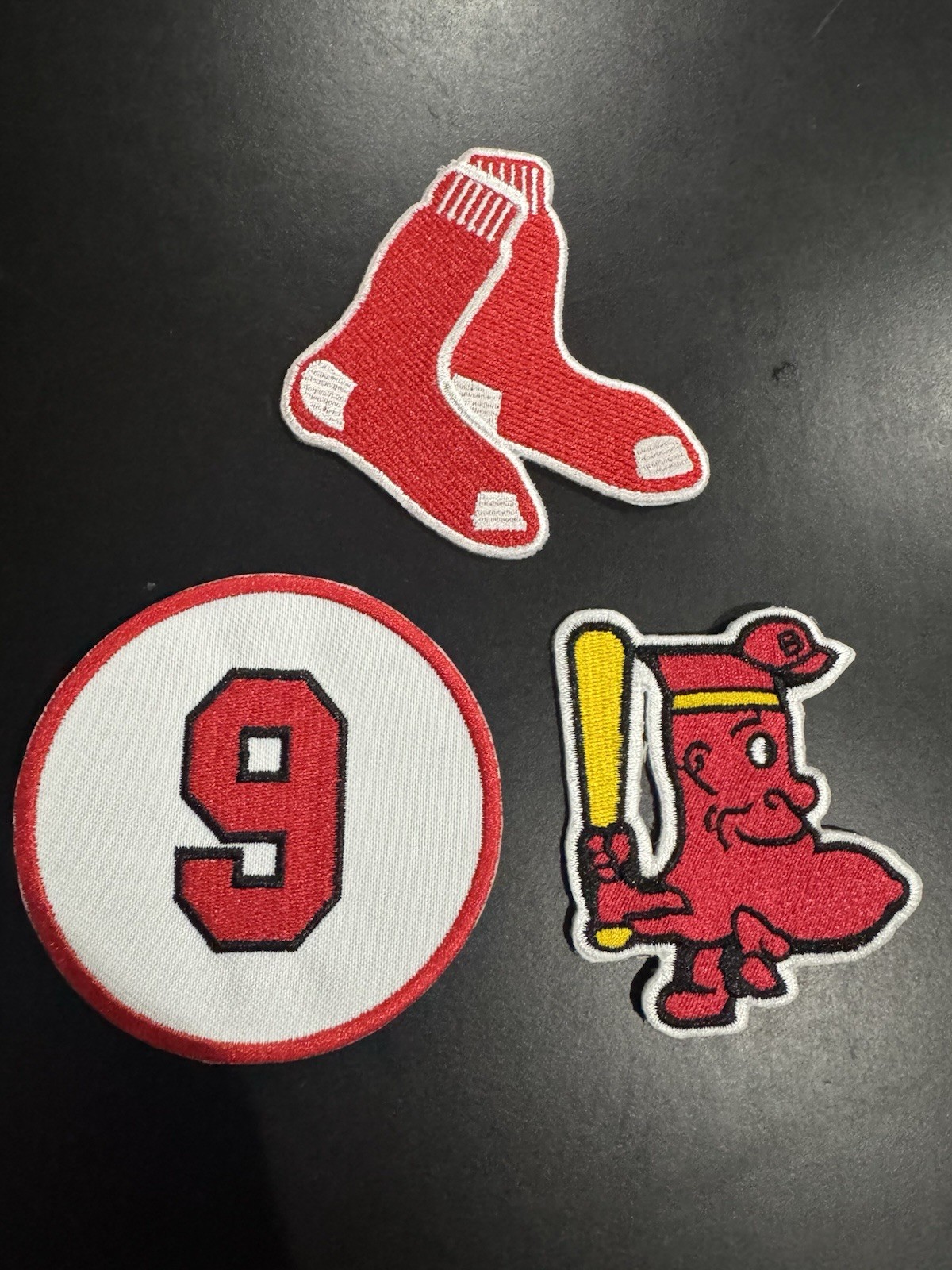 (3) VINTAGE CLASSIC RETRO BOSTON RED SOX TED WILLIAMS LOGO PATCHES NEW-OLD STOCK
